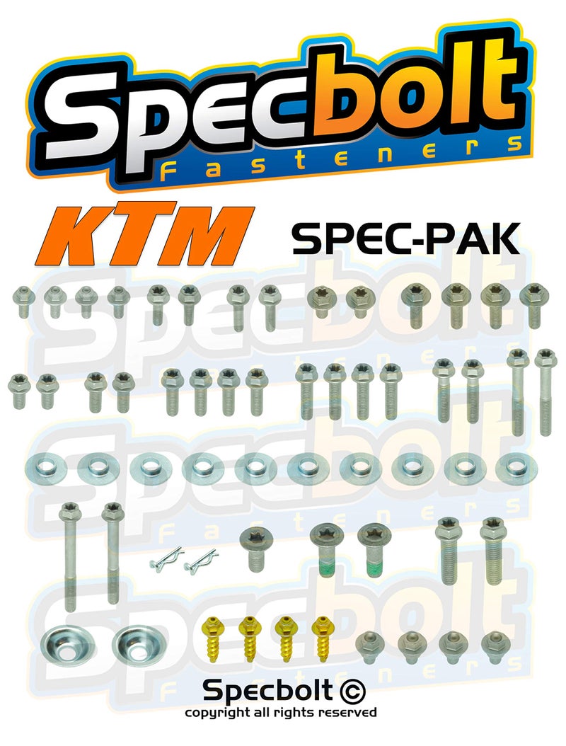 Specbolt Fasteners Euro Spec-Pak Fits: KTM SX SX-F EXC EXC-F XC XC-F XCF-W XC-W MXC & Freeride, Husqvarna TC TE, GasGas EC EX MC 65 85 125 200 250 300 350 450 (1996+) Factory Match OEM - Image 2
